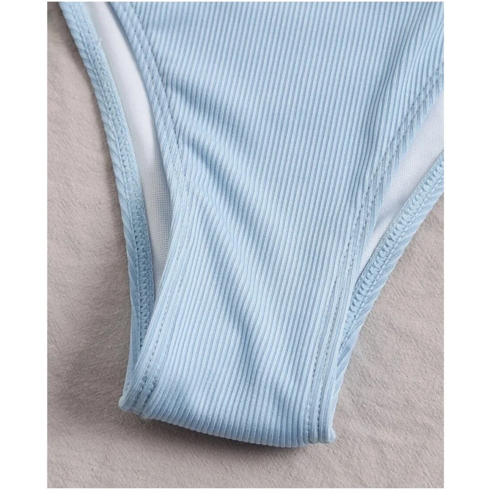 One Shoulder Color Block Monokini One Piece Swim - Picture 4 of 5